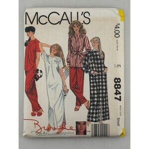 Vintage Brooke Shields McCall's 8847 Pajama Nightgown Robe Sewing Pattern Small